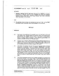 * ‍enters sale and purchase agreement with chemical company of malaysia to buy 3 pieces of leasehold industrial lands for 190 million rgt * ‍deal not expected. Sale And Purchase Agreement Dated October 17 2018 With Mammoth Toga Ltd Business Contracts Justia