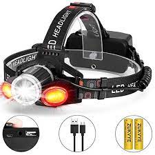 Rechargeable Led Headlamp Zukvye Super Bright Led Headlight Flashlight 6000 Lumen Zoomable Waterproof Red For Cycling Led Headlamp Led Headlights Bright Led