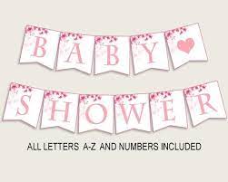 Cherry Blossom Baby Shower Banner All Letters Birthday Party Etsy In 2021 Baby Shower Banner Baby Shower Banner Girl Printable Shower Banners