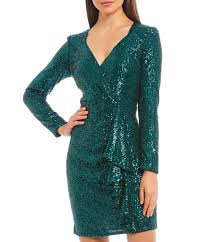 Belle Badgley Mischka Lizabeth Ruffle Front Stretch Sequin Sheath Dress Dillards