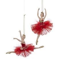 6 Red Gold Ballet Ornament Redornaments Nutcracker Crafts Ballerina Ornaments Christmas Ornaments