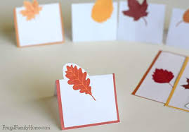 Layered thanksgiving place setting with pomegranate place card. Printable Leaf Place Cards For Thanksgiving Frugal Family Home
