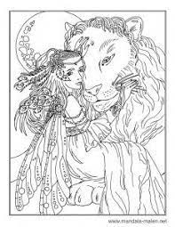 Coloring pages for adults and kids. Ein Hubsches Ausmalbild Mit Einer Elfe Die Mit Einem Lowen Kuschelt Die Malvorlage Ist Kostenlos Fur Euch Zum Ausdrucken Und A Ausmalen Ausmalbilder Bilder