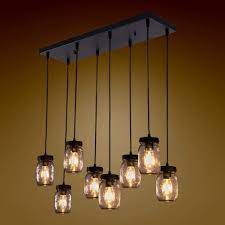 Taken a light fixture and fashion it into a solar lit mason jar fixture. Buy Wellmet 8 Light Mason Jar Chandelier For Kitchen Island Farmhouse Rustic Linear Cluster Hanging Pendant Light Fixture Dining Room Living Room Matte Black Finish With Glass Shades Online In Indonesia B087bn4dcv