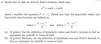 Explicit formula of a sequence. Recall That In Class We Derived Euler S Formula Chegg Com