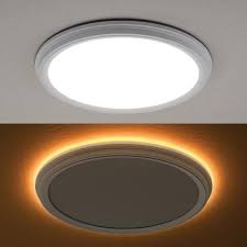Eti 11 In 14w White Beveled Edge Color Changing Led Flush Mount With Night Light Feature Flat Panel Ceiling Light Dimmable 56572113 The Home Depot Ceiling Lights Led Flush Mount Color Changing Led