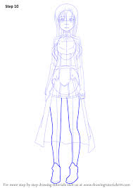 Step By Step How To Draw Asuna From Sword Art Online Drawingtutorials101 Com Sword Art Online Online Art Asuna