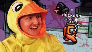 acting sus in a duck costume...