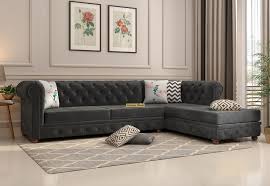 L shape sofa or l type sofa design for living room is to give comfort in the most unlikely corners of your home. Buy Henry L Shape Right Aligned Corner Sofa Velvet Graphite Grey Online In India Right Hand L Shaped Sofa Wooden Street