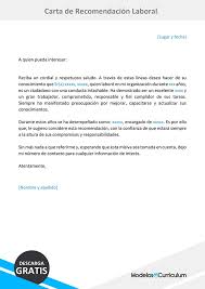 Carta también es la pieza que forma parte de una baraja. Ejemplo De Carta De Recomendacion Laboral Descarga Gratis