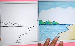 Gambar pantai yang mudah ditirukan 12 Langkah Cara Menggambar Pemandangan Pantai Anak Kecil Juga Bisa Dailysia