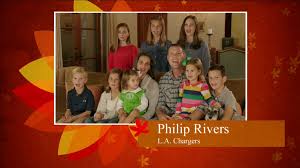 Sometimes he gets to sleep in, stay in the bed until 10 a.m. Happy Thanksgiving From The Rivers Family 50 Of His Children Not Shown Chargers