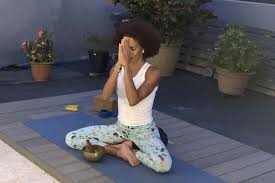 In sanskrit, it reads like this: Virtual Private Yoga Relaxation Or Meditation Class English Francais Espanol Marriott