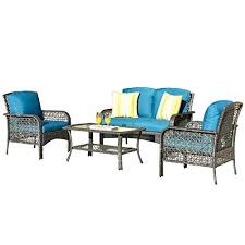 Ovios 4 Pcs Patio Furniture Sets All Weather Water Resistant And Uv Resistant Rattan Wicker Deep Seating Outdoor Sofa Lavorist Patio Furniture Sets Furniture Sets Deep Seating