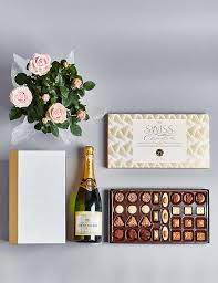 Marks and spencer flowers and champagne. Champagne Rose Plant Swiss Chocolate Hamper Available Until 2nd May M S