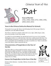 Information Sheet For Year Of The Rat In 2020 Chinese New Year Zodiac Chinese New Year Activities Chinese New Year Crafts For Kids