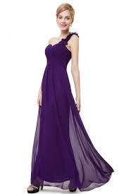 Dark Purple Flowers One Shoulder Chiffon Padded Bridesmaid Dress Evening Dresses For Weddings Formal Dresses For Weddings Purple Bridesmaid Dresses Long