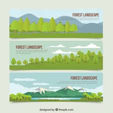 Beautiful Hand Drawn Landscapes Nature Banners Free Vector How To Draw Hands Banner Design Inspiration Forest Illustration