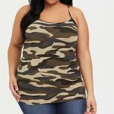 Details About Torrid Womens Camo Army Green Brown Foxy Cami Tank Top Shirt Plus Size 1 14 16