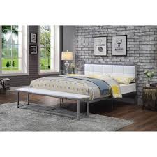 Zinus luis quick lock 14 in. Furniture Of America Karina White And Silver Full Metal Platform Bed With Attached Bench Idf 7076wh F The Home Depot