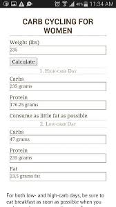 Carb Cycling Calculator For Women Carb Cycling Calculator Carb Cycling Carb Cycling Meal Plan
