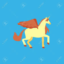 Einhorn mit flügel ausmalbilder 08 und elfe druckfertig of. A Fairytale Magical Unicorn Fabulous Pony With Horn And A Brown Wings Mane And Tail Winged Horse Pegasus A Character Of Legends And Myths Flat Cartoon Vector Illustration Lizenzfrei Nutzbare Vektorgrafiken Clip