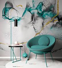 Turquoise Colorful Blob Light Colored Design Wallpaper Self Etsy Wall Decor Designer Wallpaper Home Wall Decor