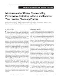 Pdf Measurement Of Clinical Pharmacy Key Performance