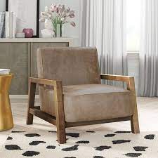 It's crafted with a solid rubberwood frame. Camel Leather Chair Joss Main