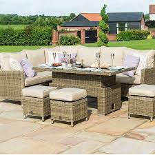 8 Seater Rattan Dining Set L Shape Sofa Brown Beige Garden Outdoor Furniture Cheap Patio Furniture Garden Furniture Diy Patio Furniture