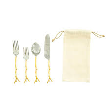 I adore your twig flatware! 3r Studios 5 Piece Gold 18 8 Stainless Steel Flatware Set Service For 1 Df1697 The Home Depot