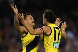 Australian rules football forward who is famous for his career in the afl. Sydney Stack And Daniel Rioli Celebrate A Goal For The Tigers Abc News Australian Broadcasting Corporation