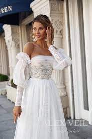 Wedding Dress Agnia Romantic A Line Lace Wedding Dress With Detachable Sleeves Wedding Dresses Bridal Dresses 1960s Wedding Dresses