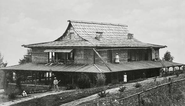 GLIMPSE OF OLD SIMLA Photograph shows, The Mall, Bank Building and Post Office Location --- Simla in 1912 .