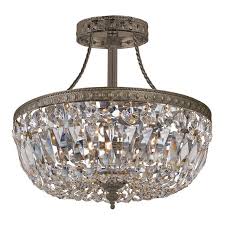 Traditional Crystal 3 Light Semi Flush Mount In English Bronze Crystorama Semi Flush Ceiling Lights Crystal Ceiling Light