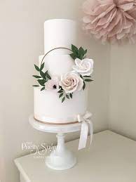 Copper Blush Sugar Floral Hoop Wedding Cake Floral Wedding Cakes Simple Wedding Cake Modern Wedding Cake