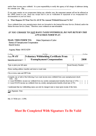 Open the form in the online editing tool. Form W 4v Voluntary Withholding Certificate From Unemployment Compensation Maine Department Of Treasury 2000 Printable Pdf Download