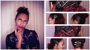 Create a center part, tuck your hair behind your ears, smooth the top layer with a blunt toothbrush, and stack three pearl bobby pins in line with your temples. Bobby Pin Hairstyles Tutorial Short Curly Hair Youtube