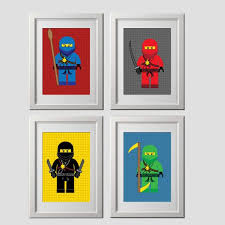 Lego Ninjago Wall Art Prints Lego Bedroom Wall Decor High Quality Prints Shipped To Your Door Set Of 4 Lego Bedroom Lego Room Decor Lego Wall Art