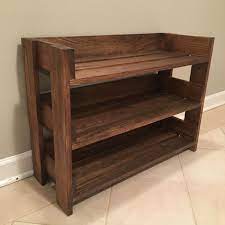 How to make a wooden shoerack. Simple Diy Shoe Rack Made From 1x4 S And Stained With Minwax Provincial Wood Shoe Rack Wooden Shoe Rack Wooden Shoe Rack Ideas