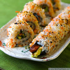 To make avocado dip, start by removing the pit and peel from 3 avocados and mashing them with a fork. Farm Fresh Feasts Unagi And Avocado Rolls With Carrot Sushi Rice