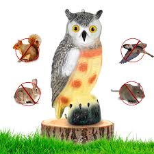 Simulation shaking head bird repellent owl bullet points: Large 16 5 Scarecrow Owl Decoy Realistic Fake Hand Painted Garden P Britenway