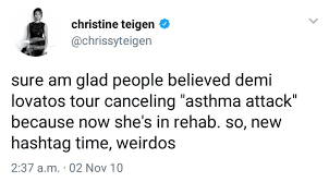 Y N On Twitter People Battling Addiction And Going To Rehab Is The Perfect Set Up For Lame Jokes Right Chrissyteigen Chrissyteigenisoverparty Https T Co Lki0krty9o