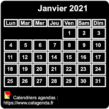 [mis à jour le 13 janvier 2021 à 10h58] quel jour tombe le 1er mai ? Calendrier Mensuel 2021 A Imprimer Fond Noir Taille Mini Format Poche Special Portefeuille
