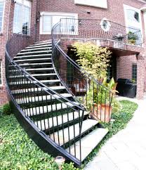 Exterior metal stairs residential, design guidelines criteria and risers towards the diy find quality craftsmanship we have been constructed such that related : Curved Exterior Staircase With Wrought Iron Balcony Rail Traditional Staircase Detroit By Great Lakes Metal Fabrication Houzz