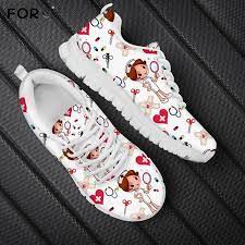 Maybe you would like to learn more about one of these? Forudesigns Pflege Schuhe Fur Frauen Cartoon Krankenschwester Muster Frau Wohnungen Schuhe Atem Lace Up Lassige Sneakers Weiss Damen Schuh Women S Flats Aliexpress