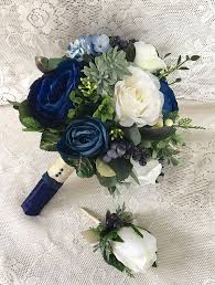 Shop matching bridal bouquets, corsages, boutonnieres & blue wedding decorations. Wedding Bouquetnavy Blue Wedding Bouquetnavy Bridal Etsy In 2021 Blue Wedding Bouquet Navy Wedding Flowers Blue Wedding Flowers