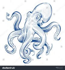 Vintage Octopus Hand Drawn Squid Engraved Ocean Animal Etching Octopus Vector Illustration Ad Affiliate Octopus Sketch Octopus Drawing Vintage Octopus