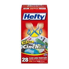 Order online hefty cinchsak trash bags, drawstring, clear large, 30 gallon size on ramseycashsaver.com. Hefty 30 Gallon Clear Large Drawstring Trash Bags 28 Ct Delivery Or Pickup Near Me Instacart