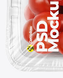 Download Clear Plastic Tray With Cherry Tomatoes Mockup In Tray Platter Mockups On Yellow Images Object Mockups